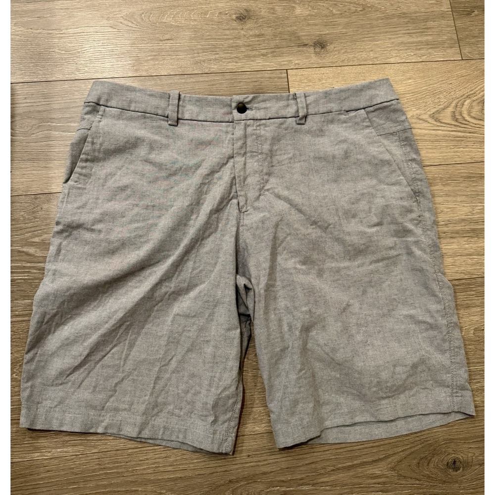 Lululemon Commission Shorts Mens 40 Grey Cotton Blend Stretch 9 Inch Inseam